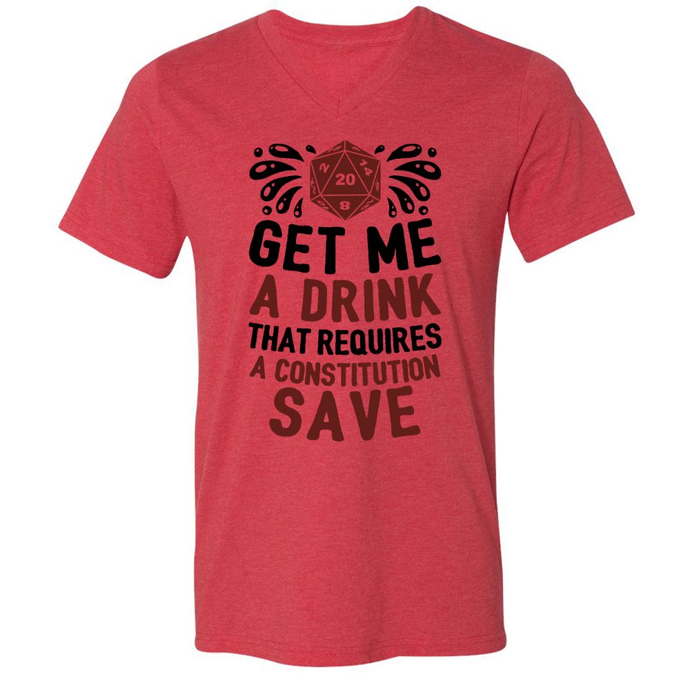 Unisex V-Neck T-Shirt - RH4HDHDR - Heather Red - 5