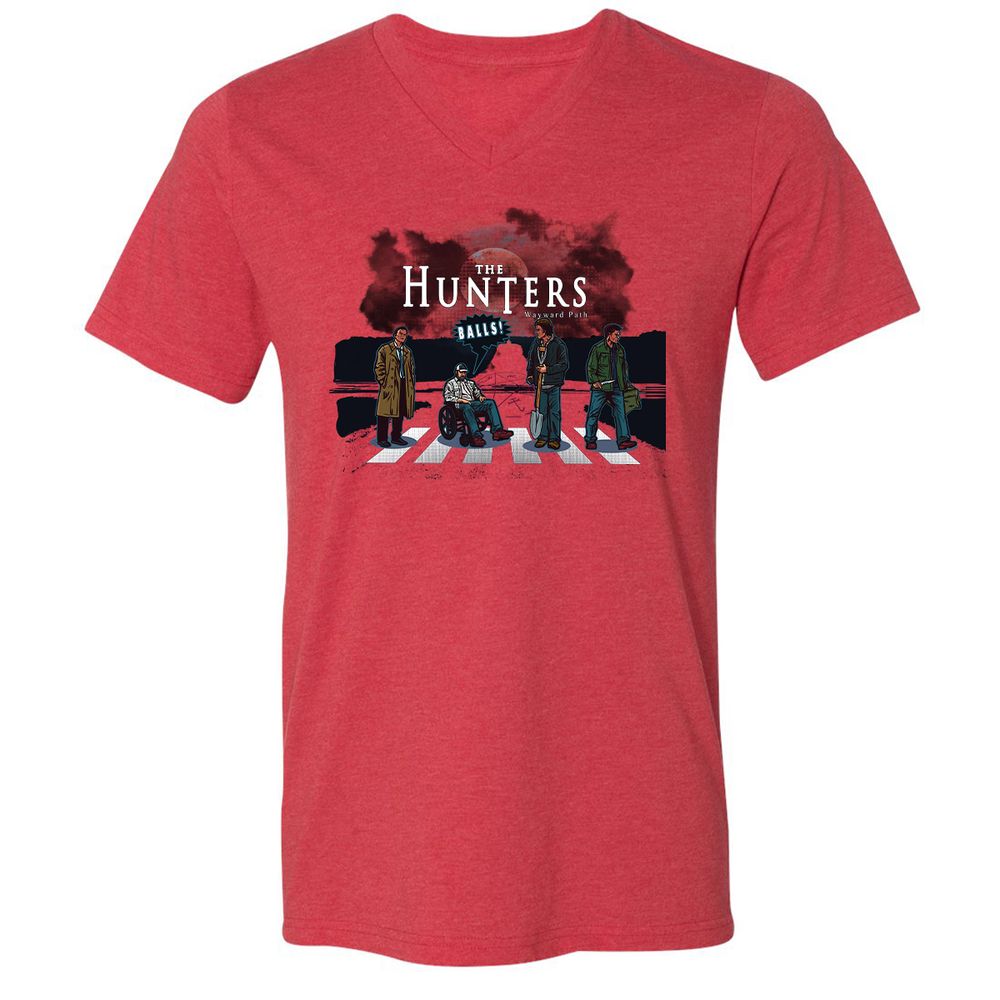 Unisex V-Neck T-Shirt - YZP69E7J - Heather Red - 5
