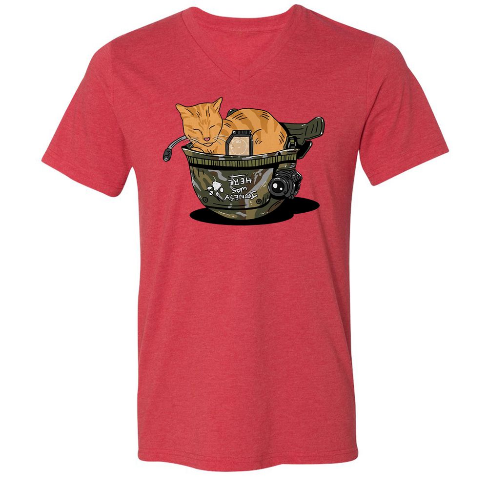 Unisex V-Neck T-Shirt - QDVGJKA6 - Heather Red - 5