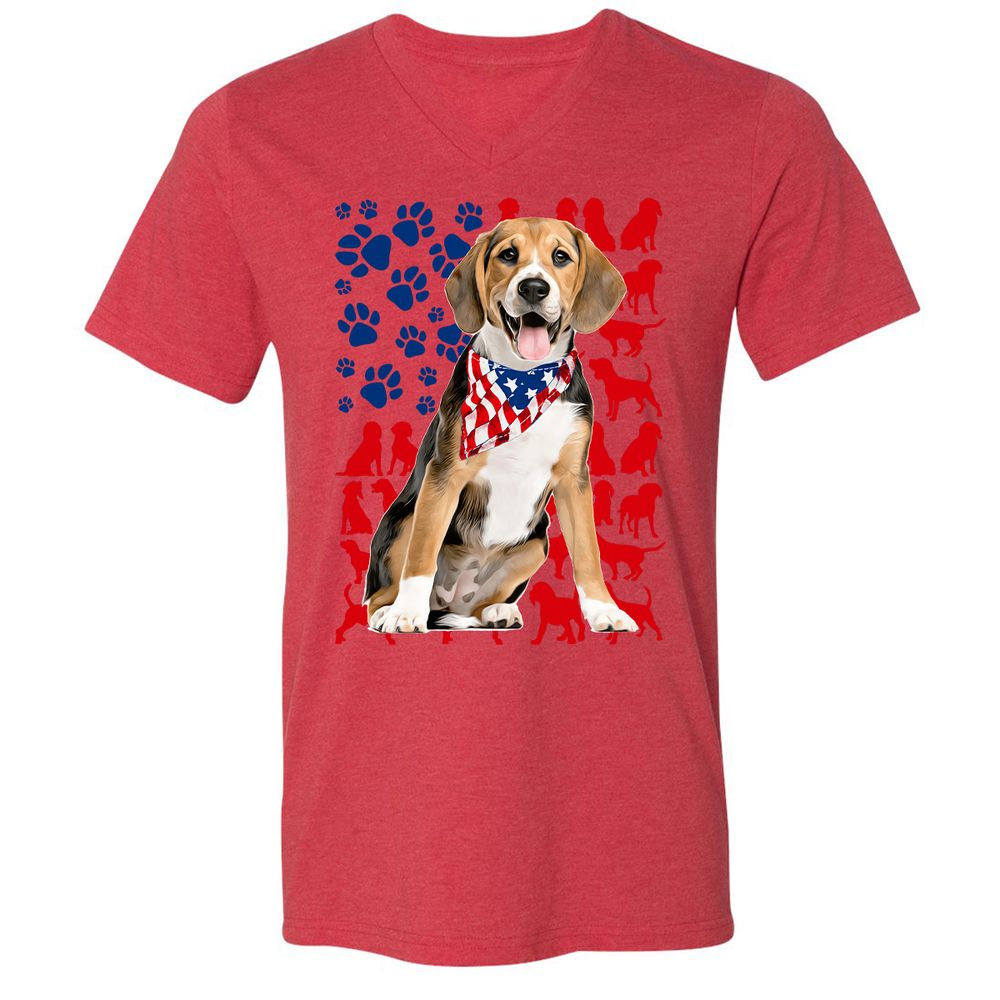 Unisex V-Neck T-Shirt - 5E3M86KT - Heather Red - 5
