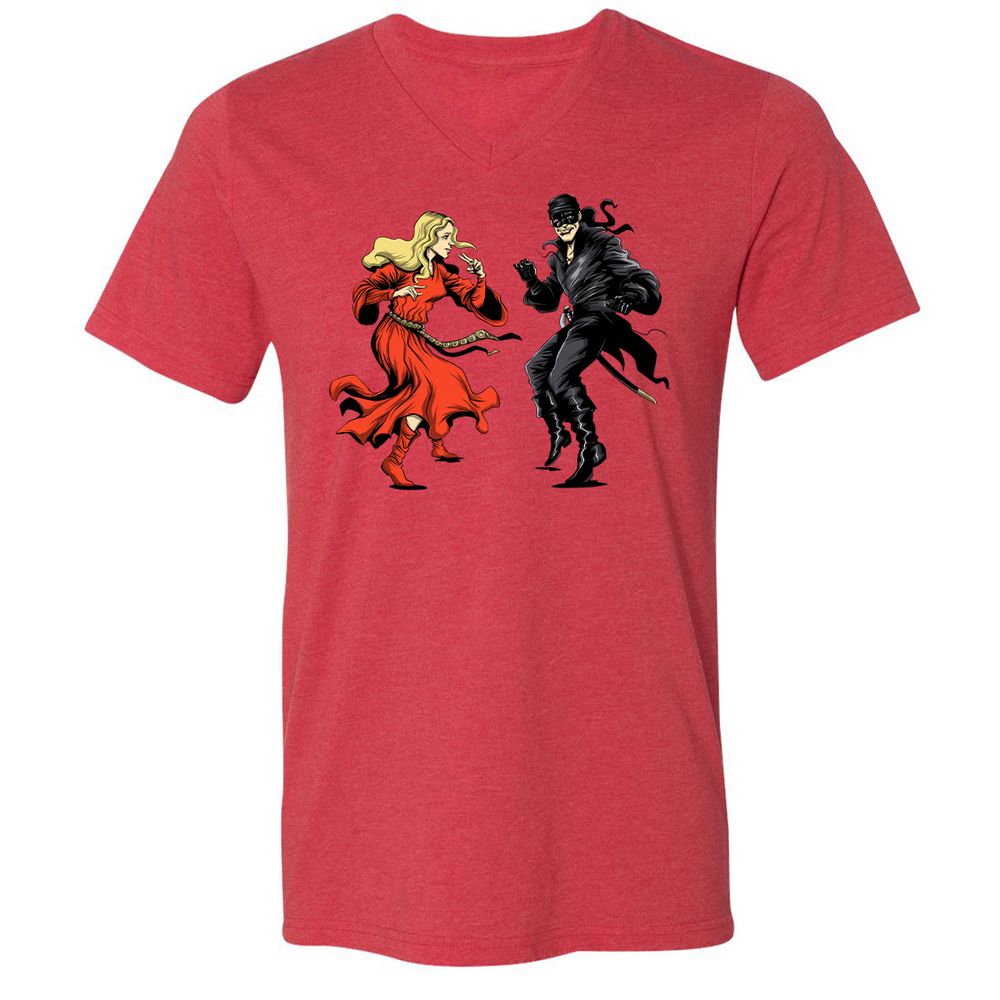 Unisex V-Neck T-Shirt - TEJ7S3MS - Heather Red - 5