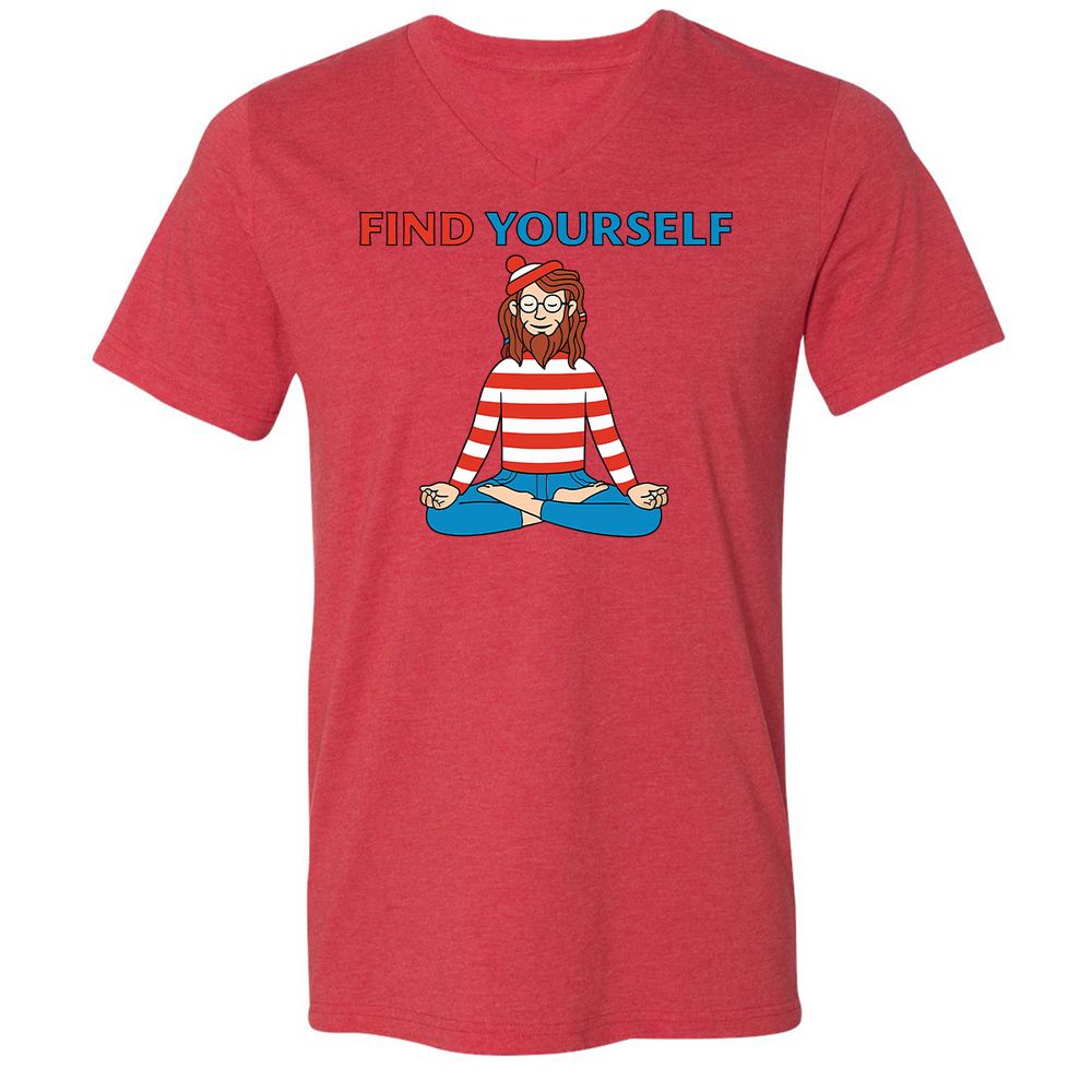 Unisex V-Neck T-Shirt - KCHR5MSW - Heather Red - 5