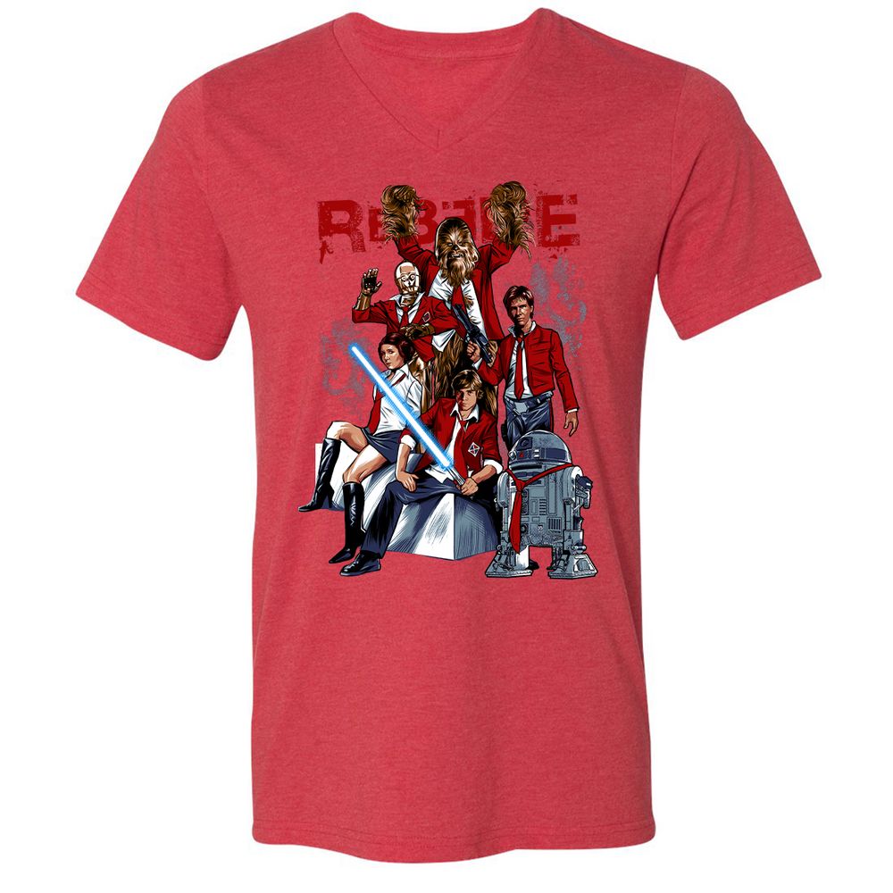 Unisex V-Neck T-Shirt - 45E5A412 - Heather Red - 5