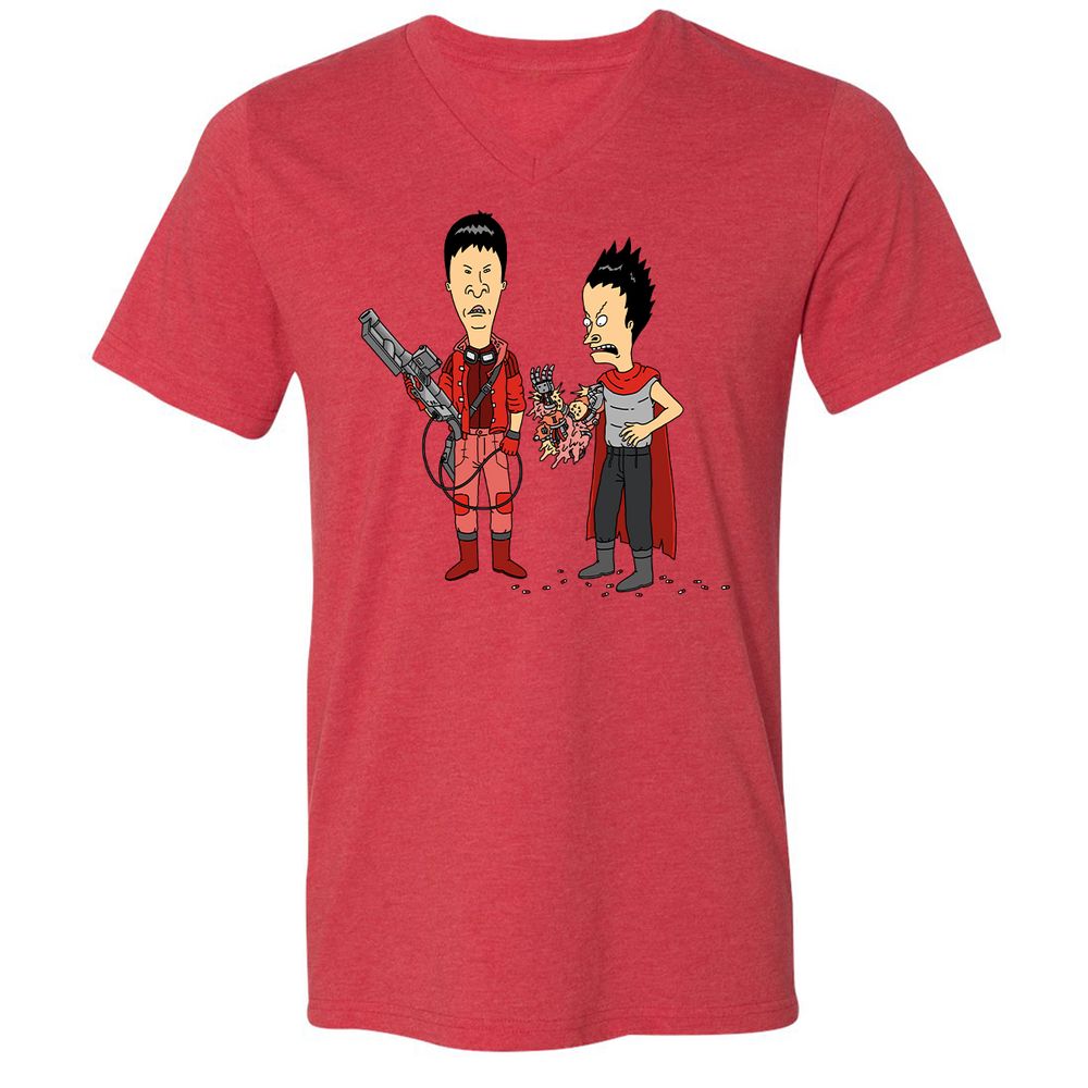 Unisex V-Neck T-Shirt - G9AFZ4SV - Heather Red - 5