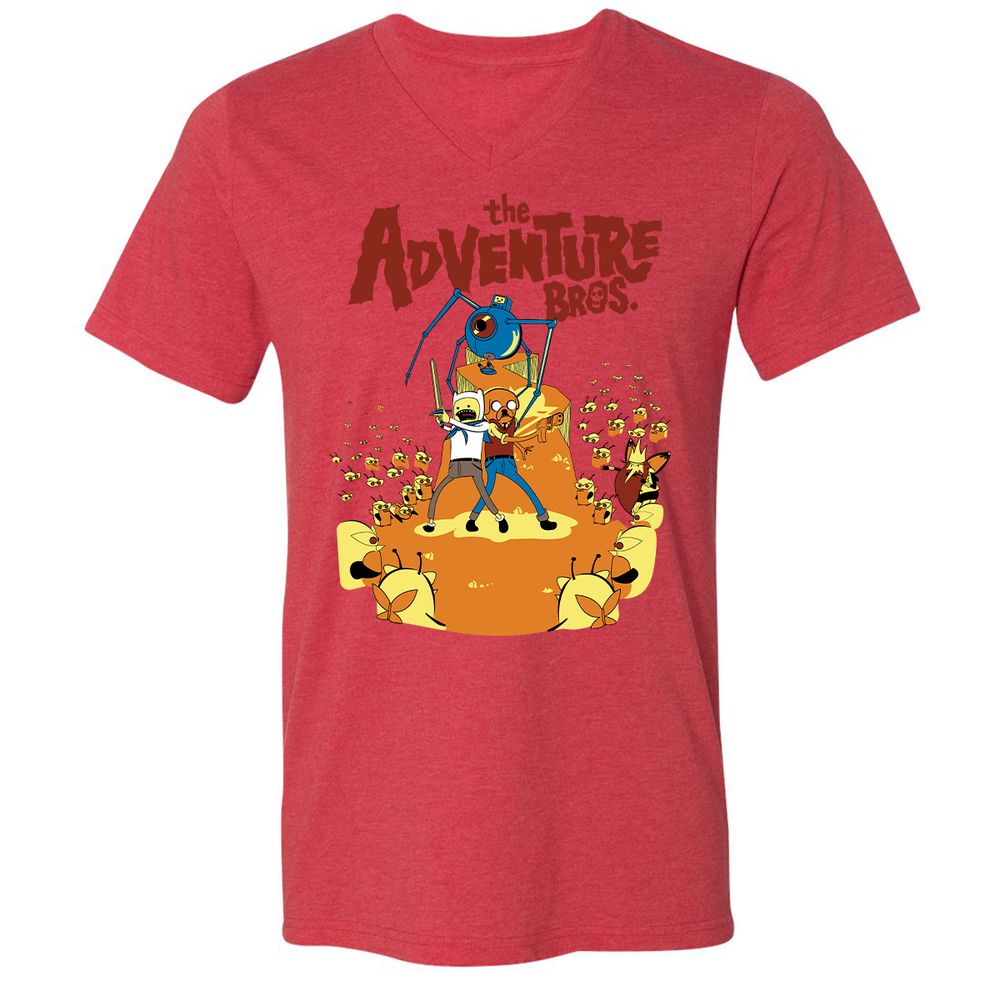 Unisex V-Neck T-Shirt - 6MTN8LAS - Heather Red - 5