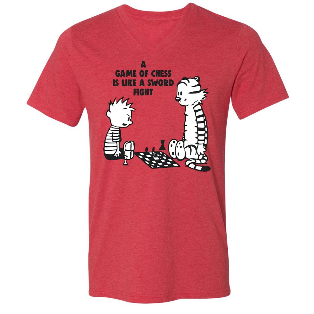Unisex V-Neck T-Shirt - 7CKZX5JC - Heather Red - 5