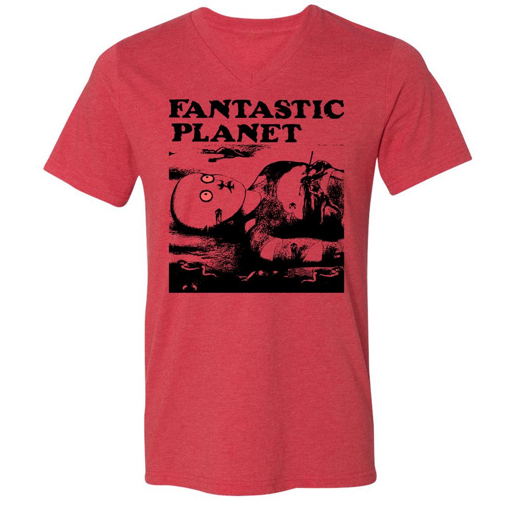 Unisex V-Neck T-Shirt - YMRHKNYJ - Heather Red - 5
