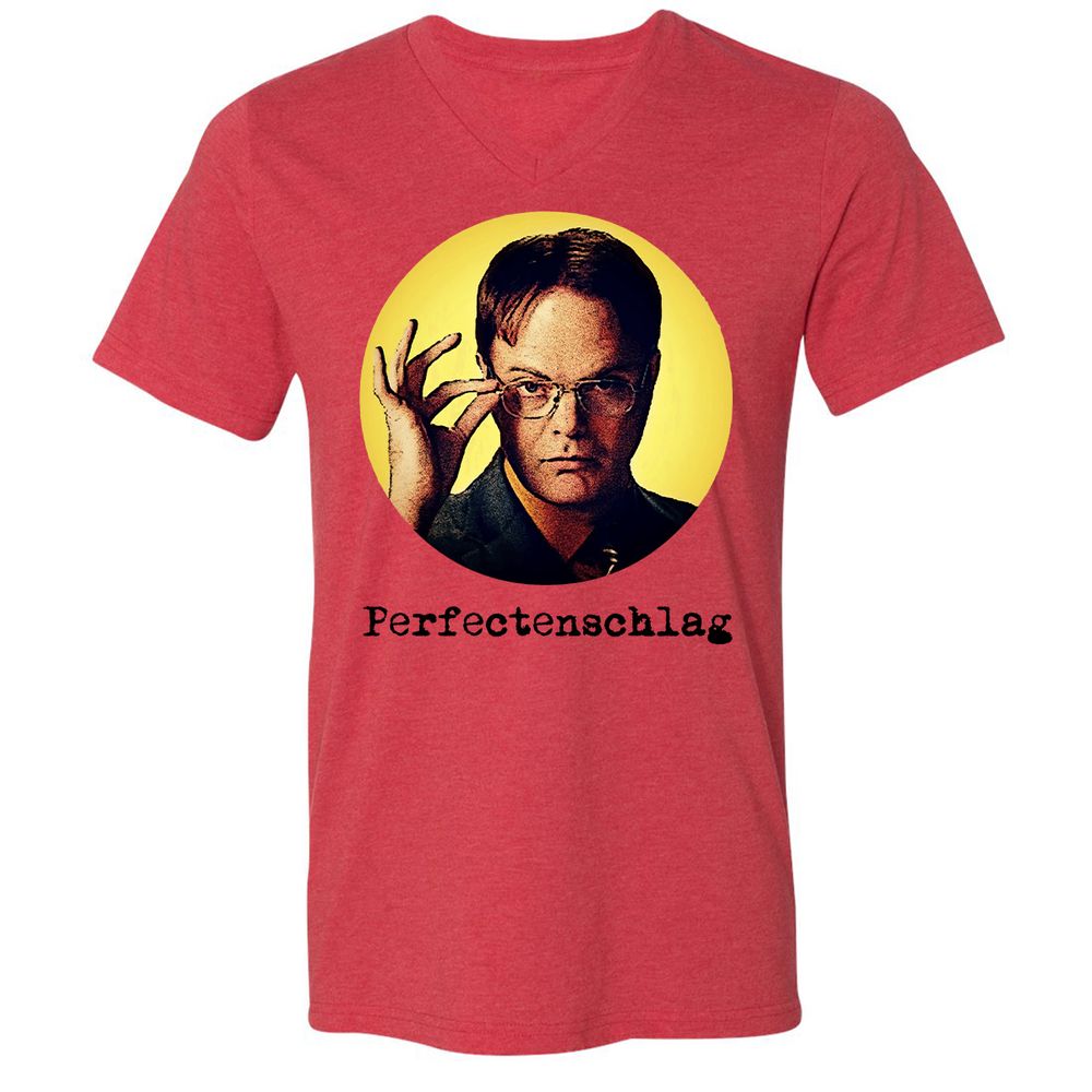 Unisex V-Neck T-Shirt - B7UVLTZT - Heather Red - 5