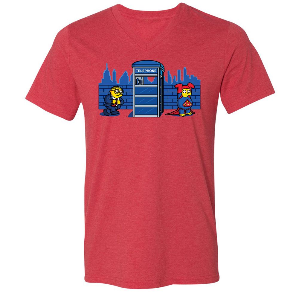 Unisex V-Neck T-Shirt - Z2DDQ5UV - Heather Red - 5