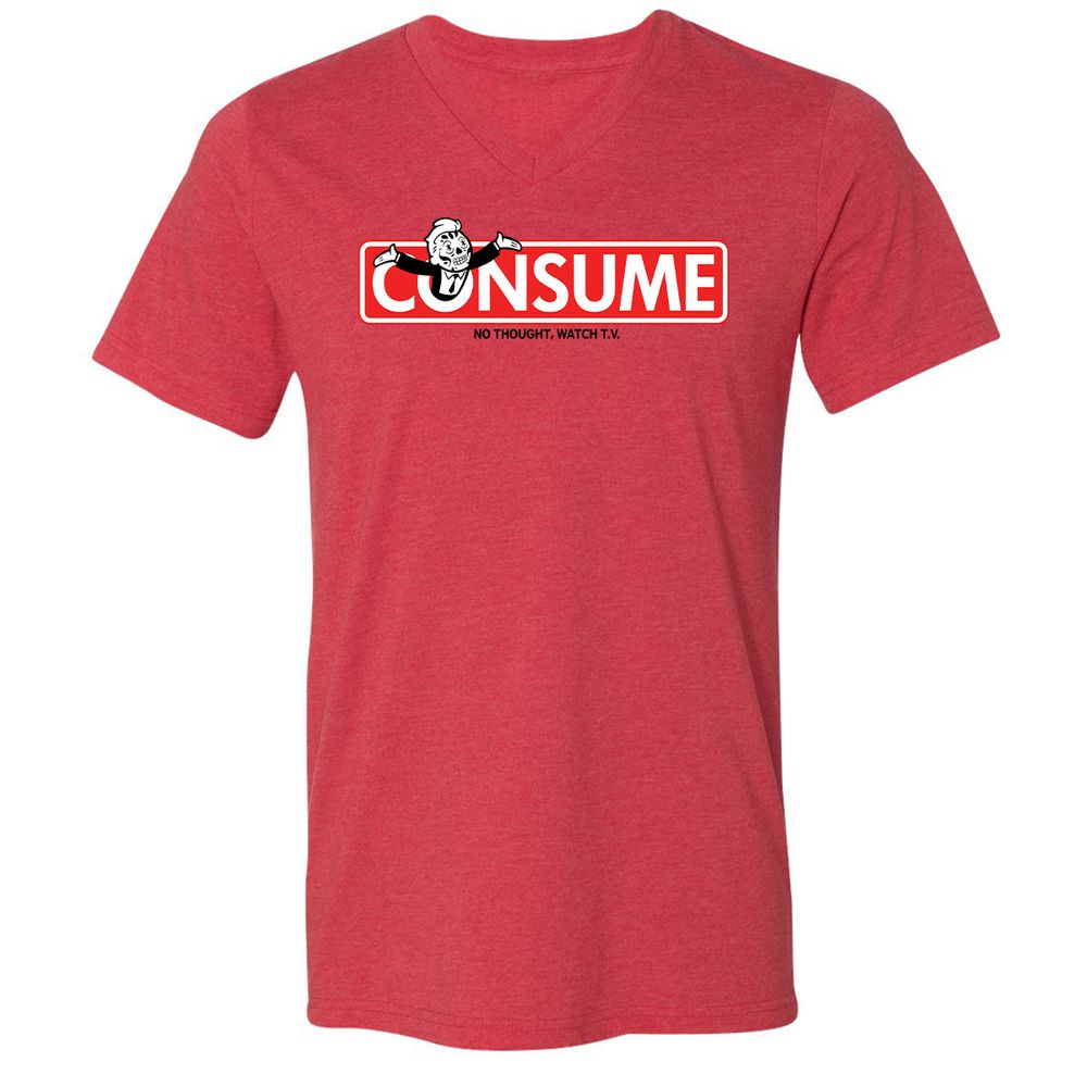 Unisex V-Neck T-Shirt - SVYWPQ1G - Heather Red - 5