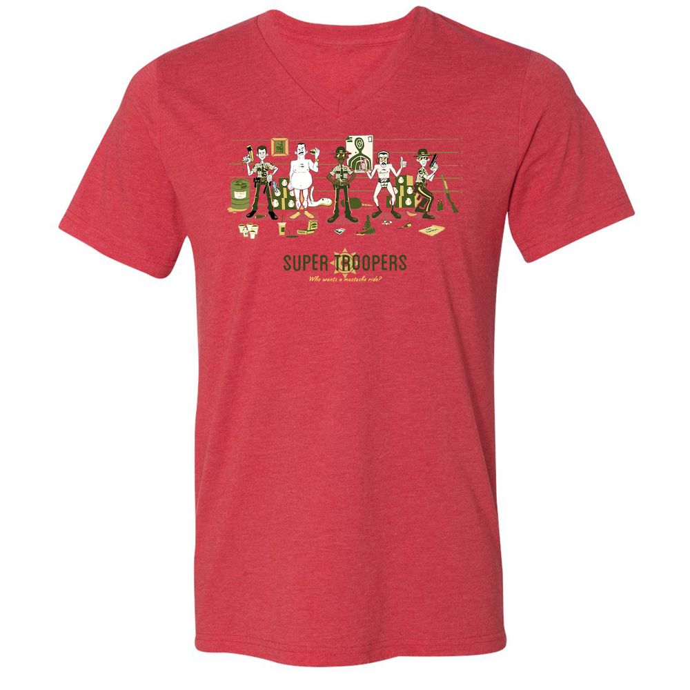 Unisex V-Neck T-Shirt - J8RQCGG5 - Heather Red - 5