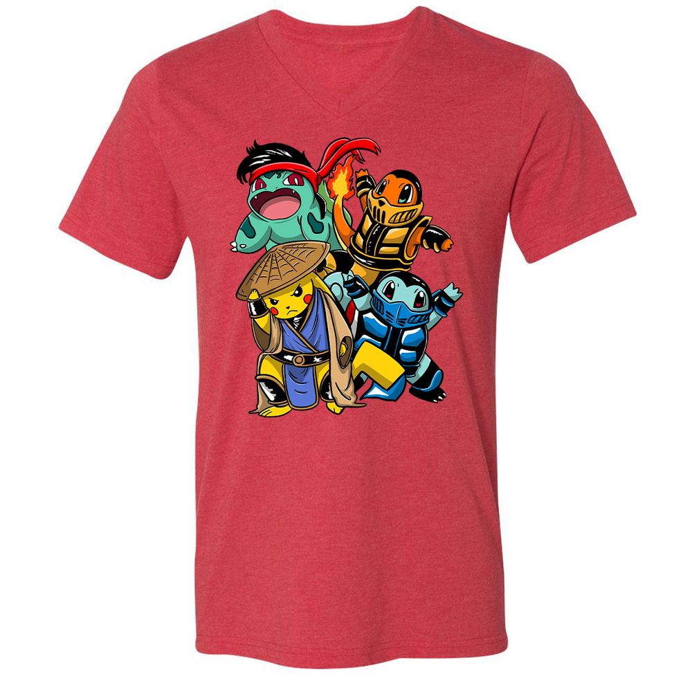 Unisex V-Neck T-Shirt - G2HCQS2F - Heather Red - 5
