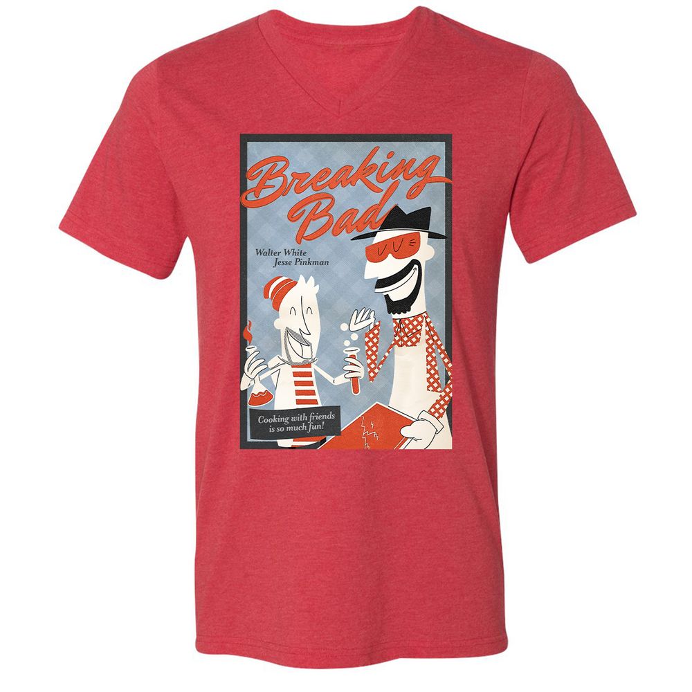 Unisex V-Neck T-Shirt - 3C5ZK7QT - Heather Red - 5