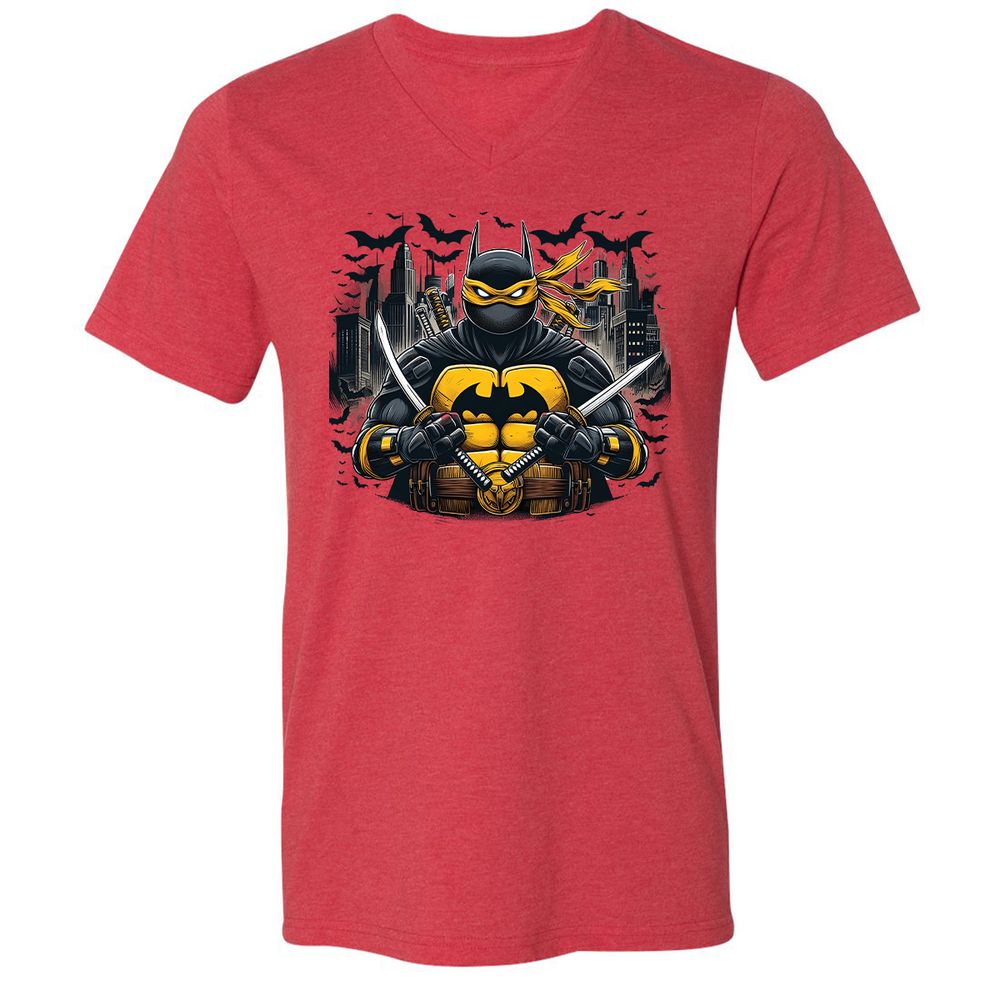 Unisex V-Neck T-Shirt - LCWCBDNJ - Heather Red - 5