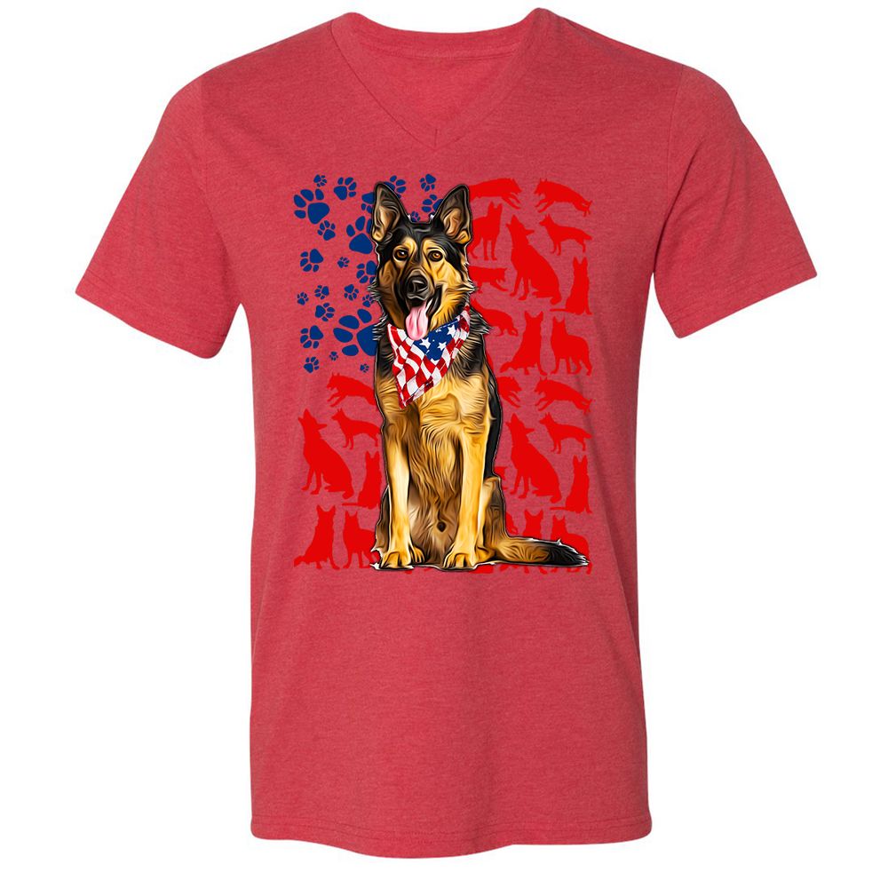 Unisex V-Neck T-Shirt - WANEWJS7 - Heather Red - 5