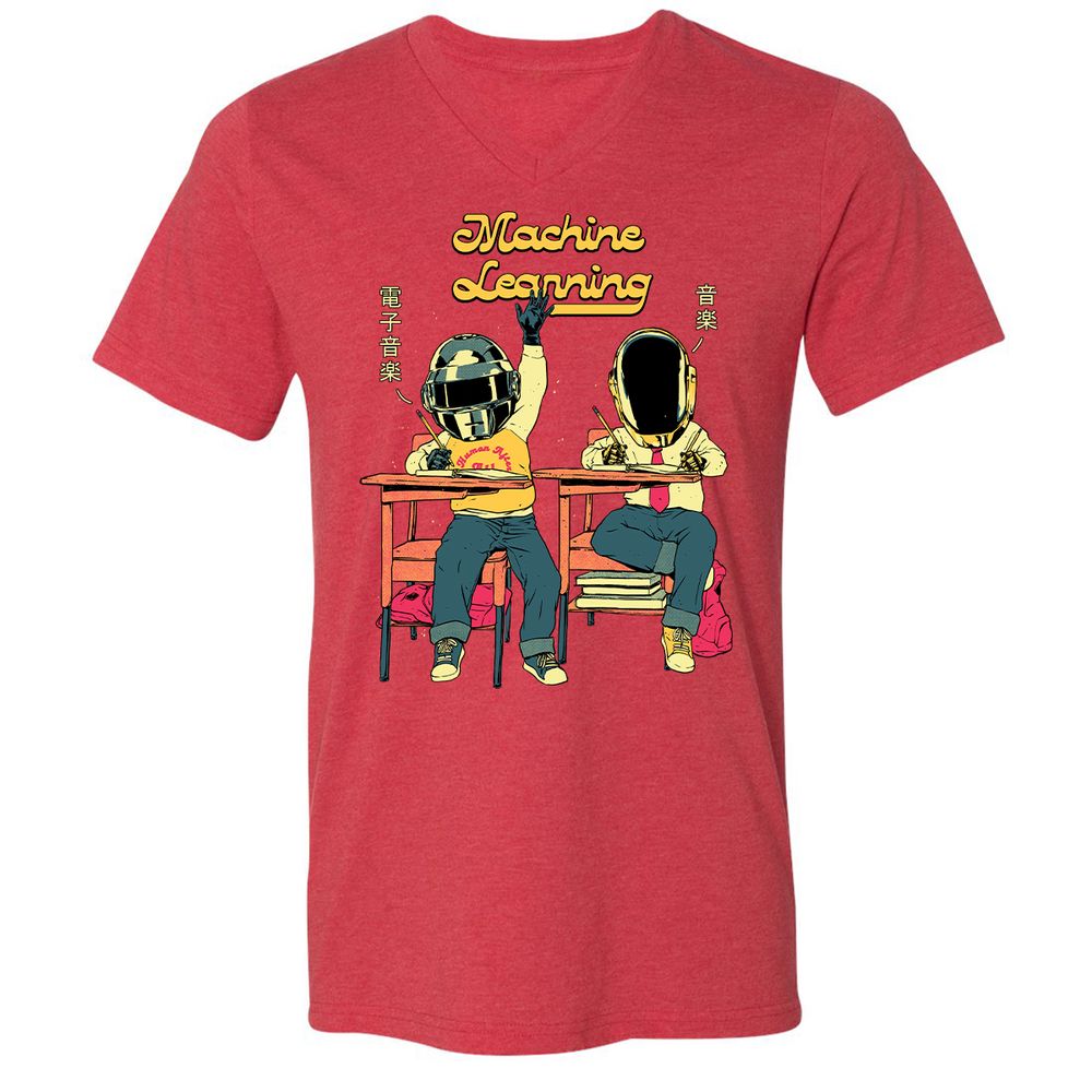 Unisex V-Neck T-Shirt - U2AQLAVW - Heather Red - 5