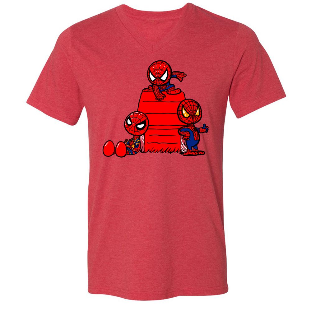 Unisex V-Neck T-Shirt - Q2PW9UX5 - Heather Red - 5