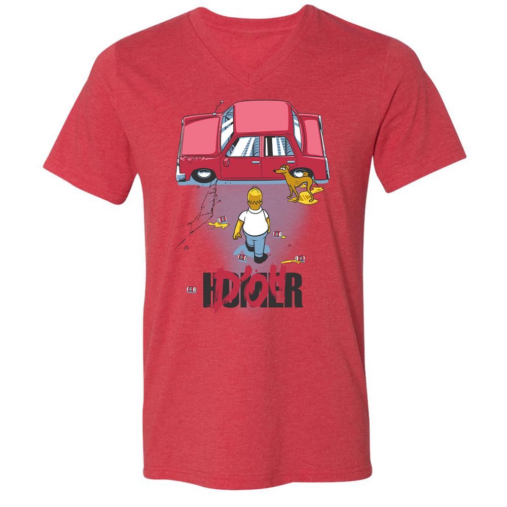 Unisex V-Neck T-Shirt - VMGCRH7V - Heather Red - 5