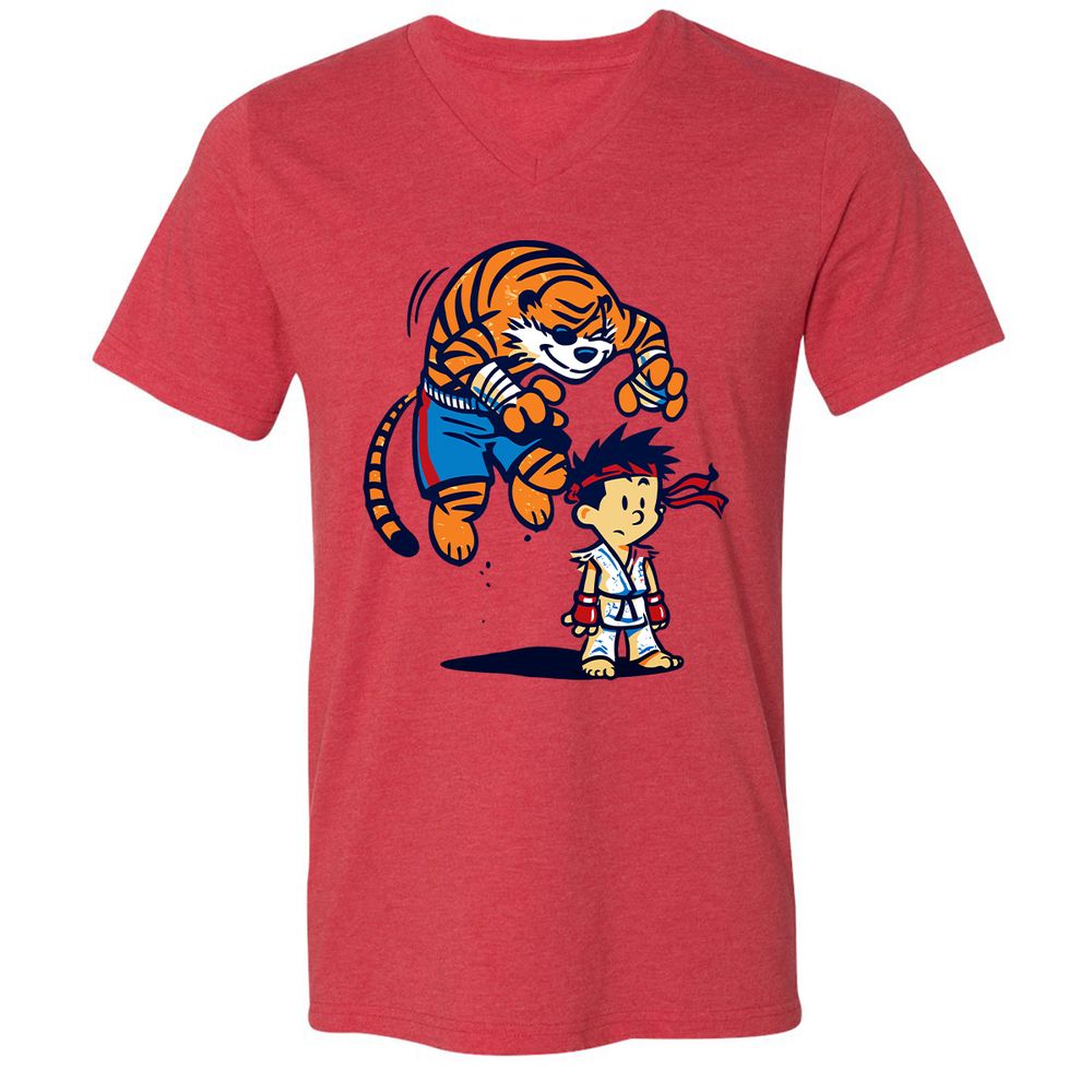 Unisex V-Neck T-Shirt - 673WXYNT - Heather Red - 5
