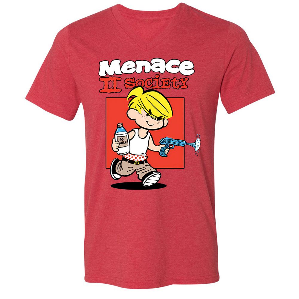 Unisex V-Neck T-Shirt - 5RGNQAMY - Heather Red - 5