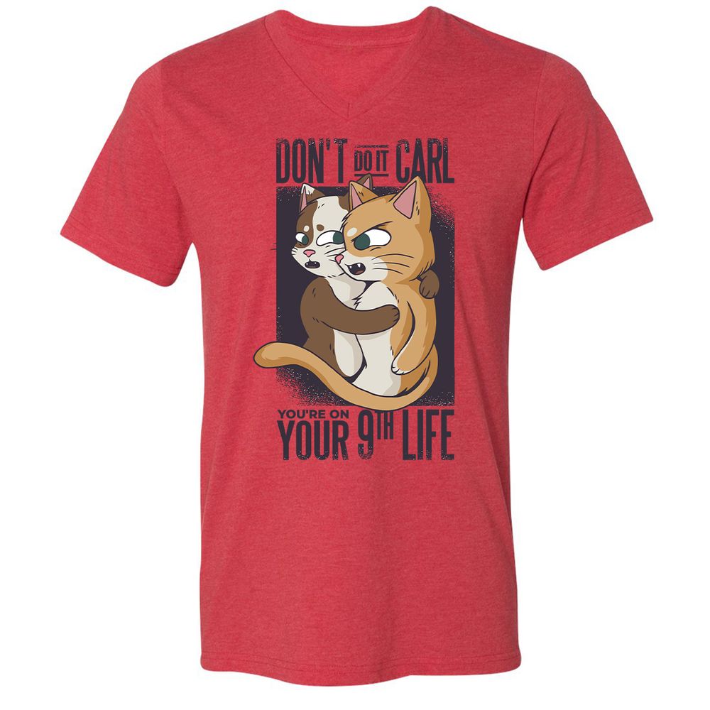 Unisex V-Neck T-Shirt - 3AKDQA6D - Heather Red - 5