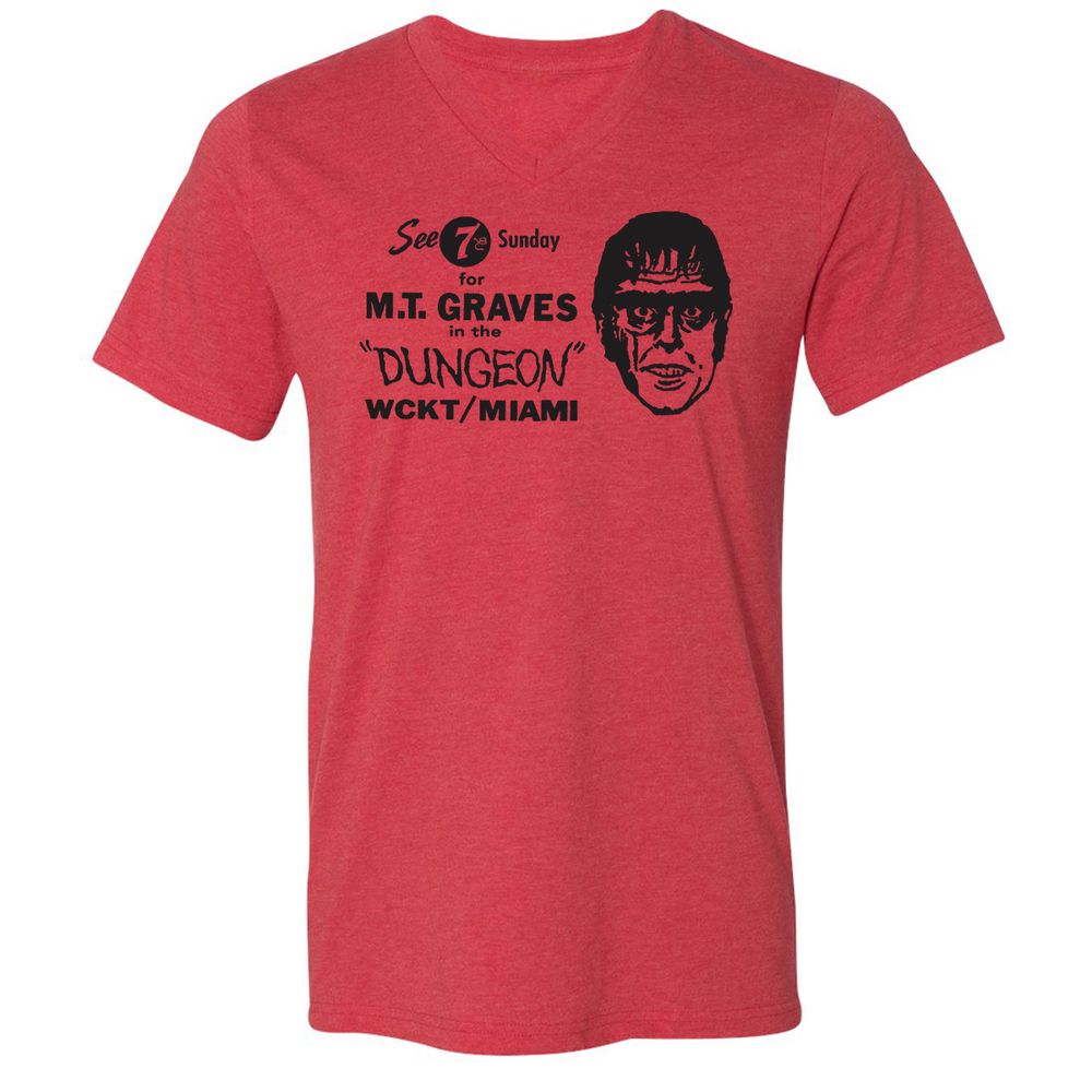 Unisex V-Neck T-Shirt - YLRKY7HV - Heather Red - 5