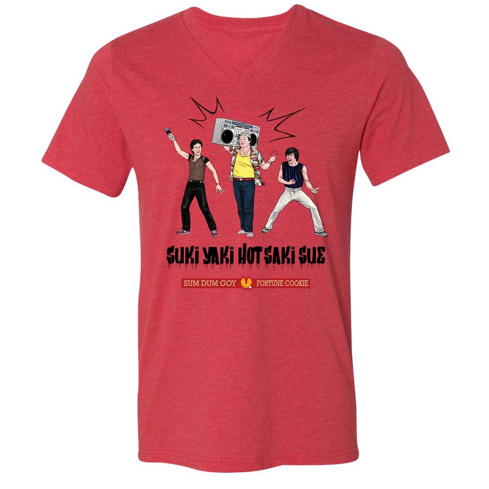 Unisex V-Neck T-Shirt - 5M8HTKHM - Heather Red - 5