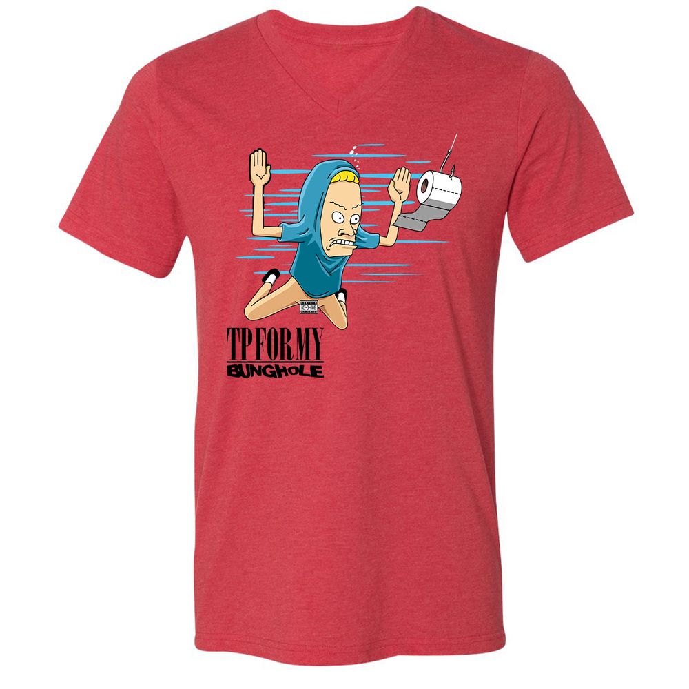 Unisex V-Neck T-Shirt - Q8L2NYLT - Heather Red - 5