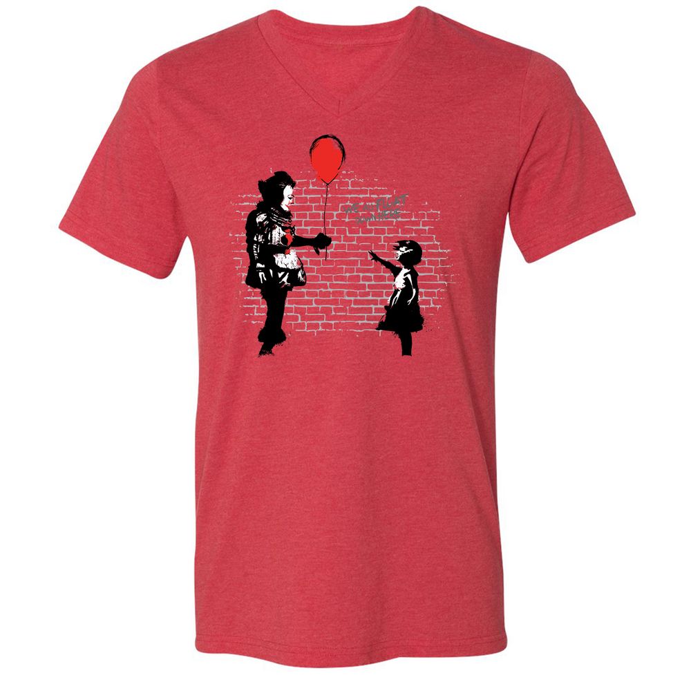 Unisex V-Neck T-Shirt - C7X85UJN - Heather Red - 5