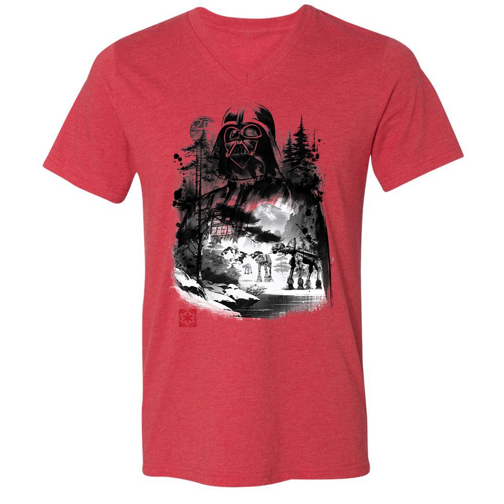 Unisex V-Neck T-Shirt - ZC1TVGQ6 - Heather Red - 5