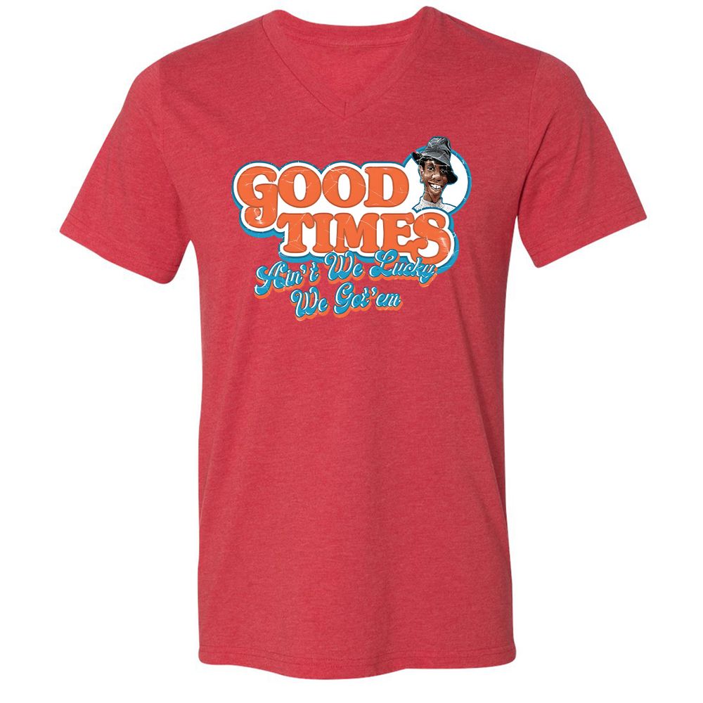 Unisex V-Neck T-Shirt - YNABNTNT - Heather Red - 5