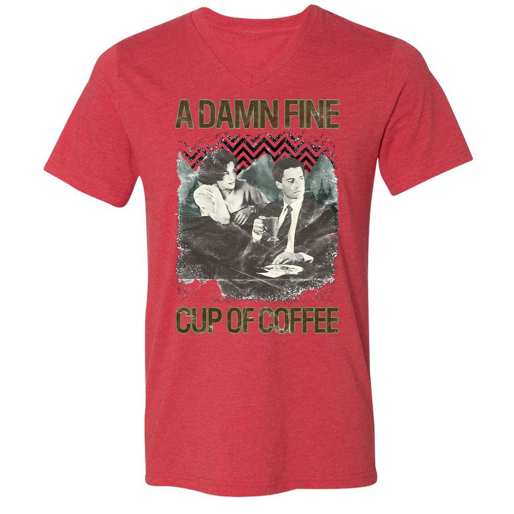 Unisex V-Neck T-Shirt - NFF1TDD7 - Heather Red - 5