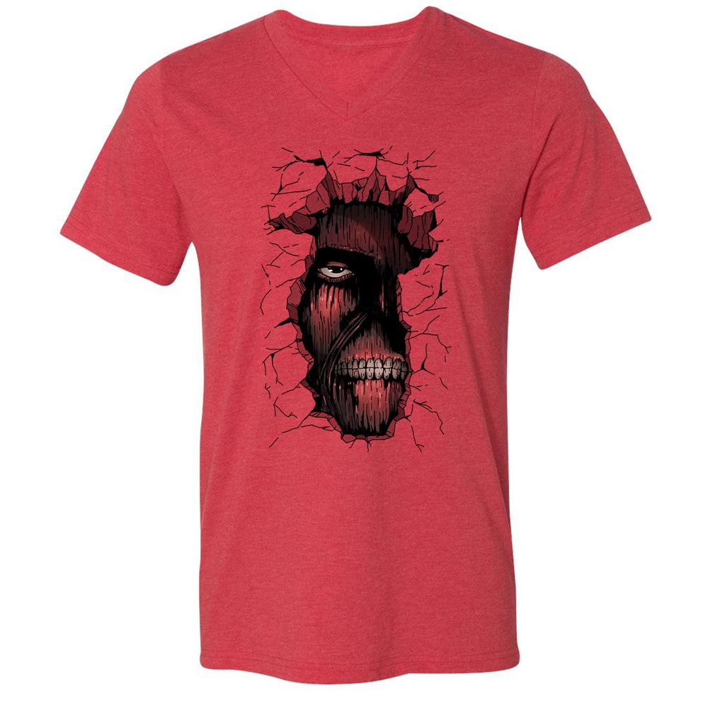 Unisex V-Neck T-Shirt - CLLJUNBF - Heather Red - 5