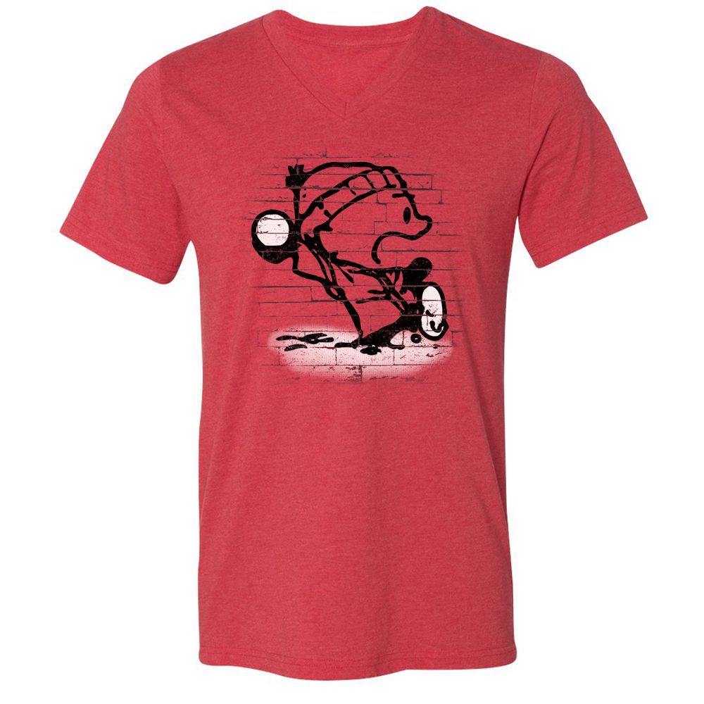 Unisex V-Neck T-Shirt - WAQWTSGZ - Heather Red - 5