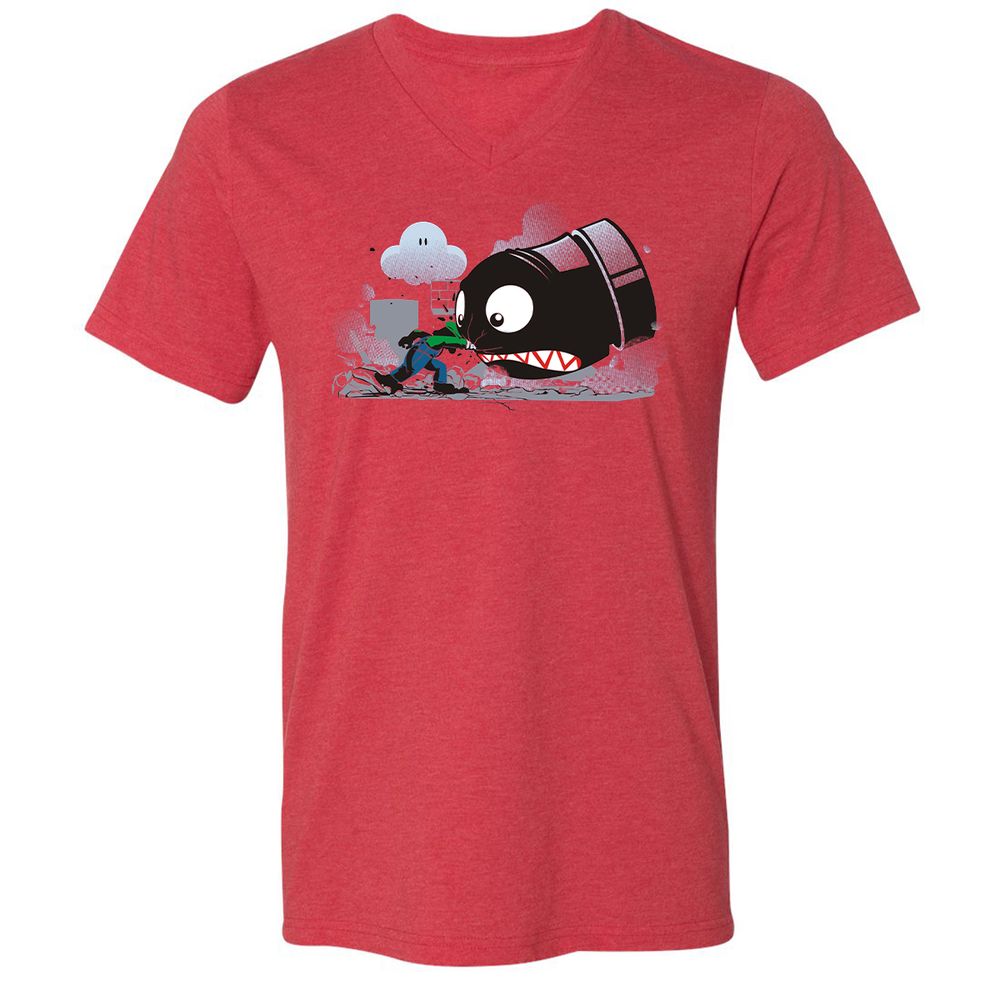 Unisex V-Neck T-Shirt - 7DYS8K68 - Heather Red - 5