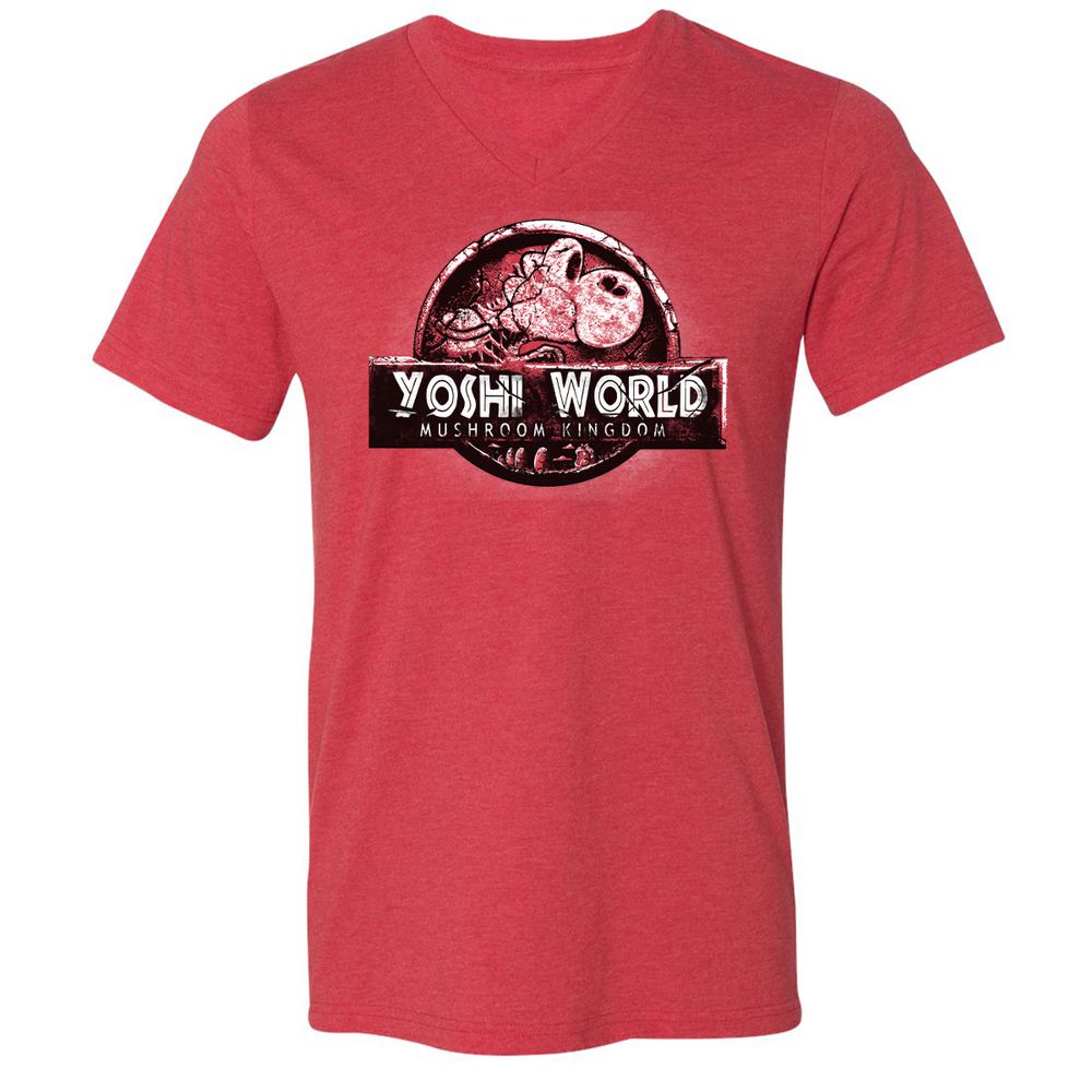 Unisex V-Neck T-Shirt - QVJU98MM - Heather Red - 5