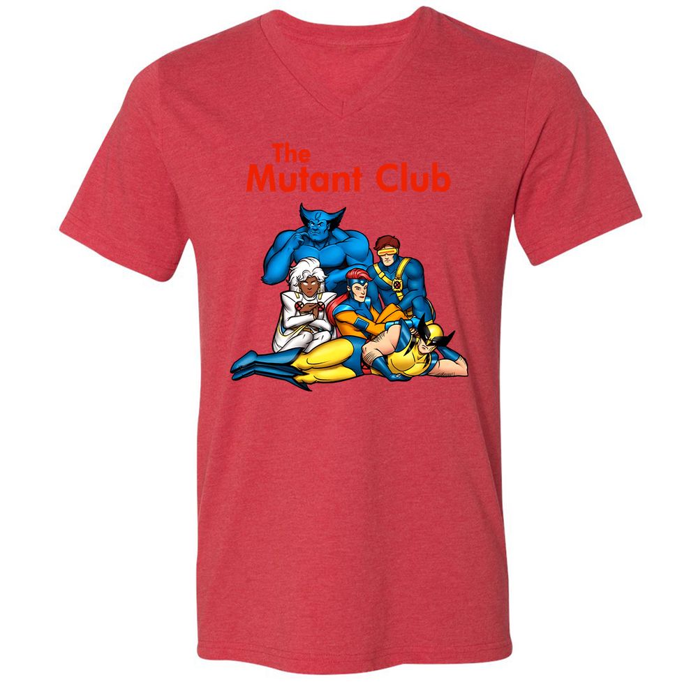 Unisex V-Neck T-Shirt - 48X8KQ5Z - Heather Red - 5