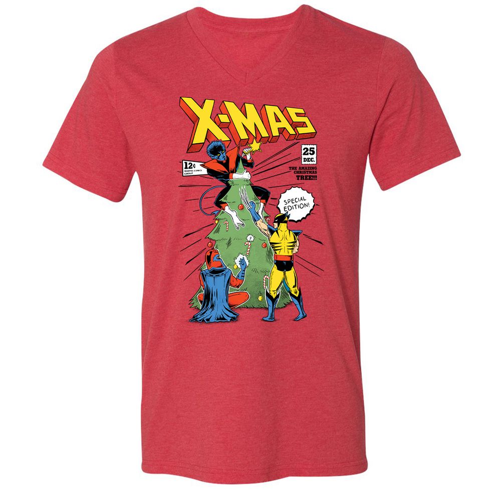 Unisex V-Neck T-Shirt - GPH86VN2 - Heather Red - 5