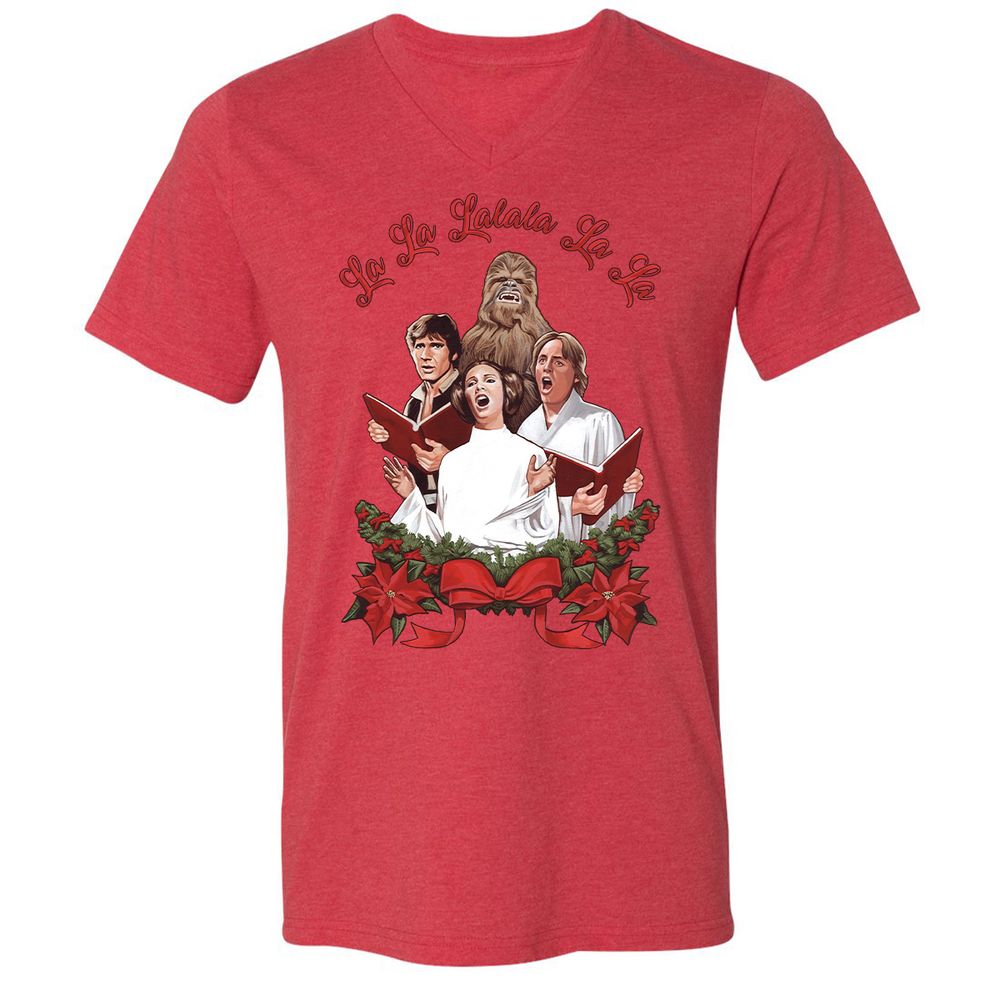 Unisex V-Neck T-Shirt - XASZMXJH - Heather Red - 5