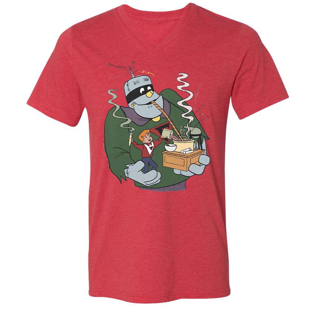 Unisex V-Neck T-Shirt - 7L8XSWLN - Heather Red - 5