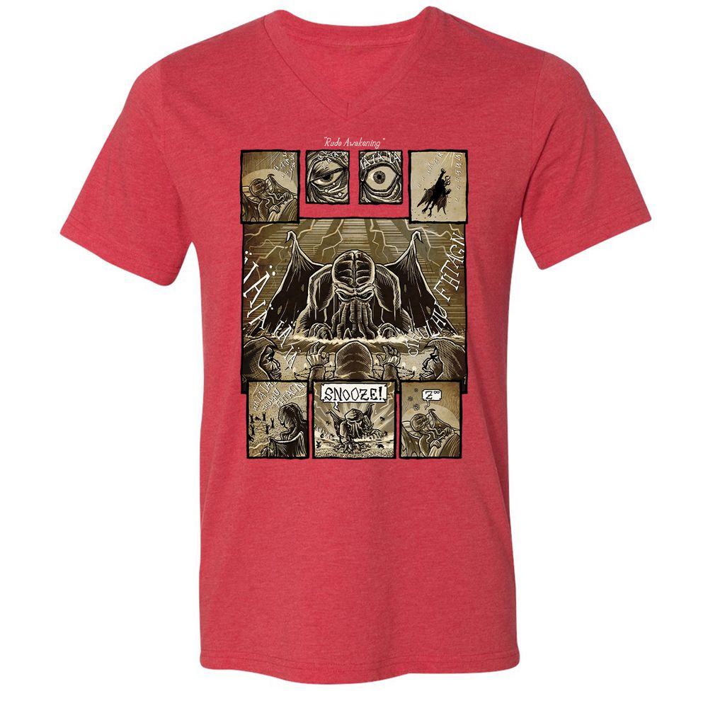 Unisex V-Neck T-Shirt - ABLSS4ZC - Heather Red - 5