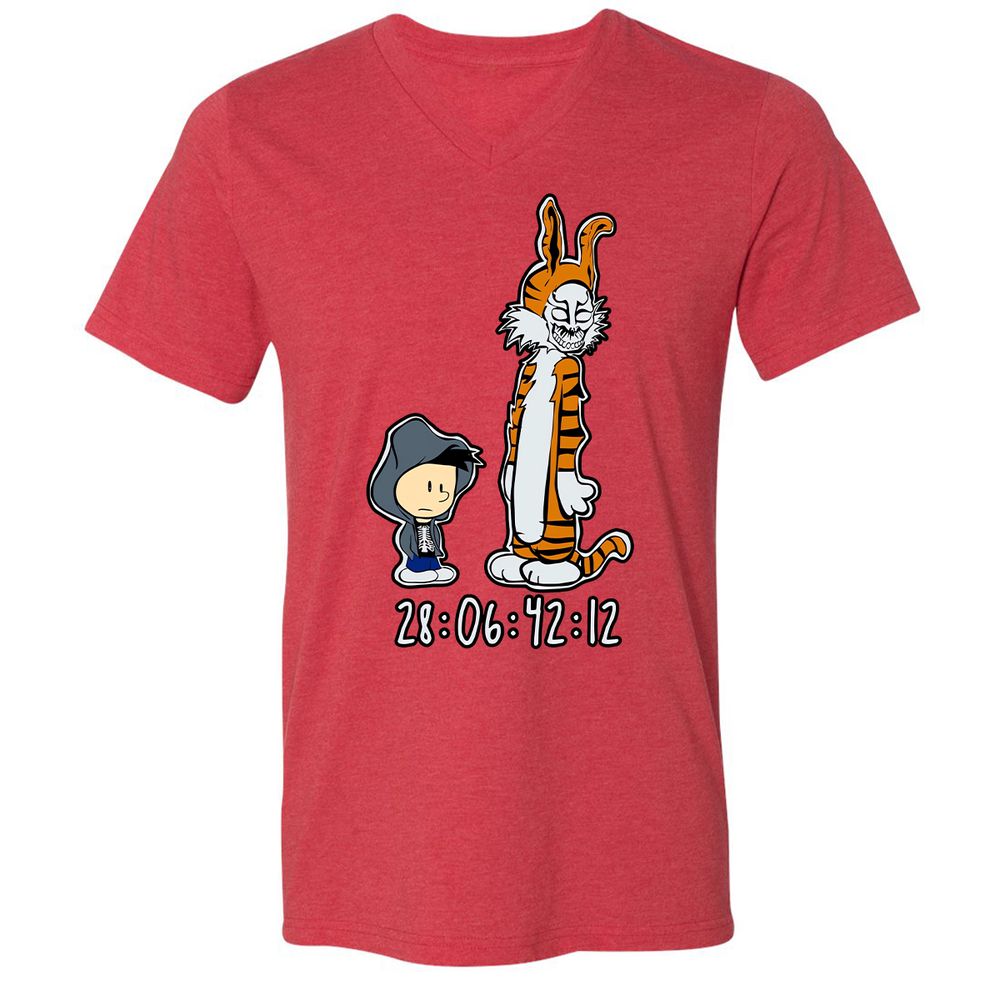 Unisex V-Neck T-Shirt - 7WR3PL36 - Heather Red - 5