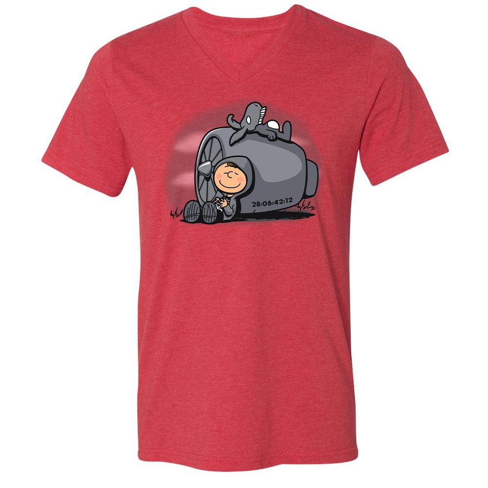 Unisex V-Neck T-Shirt - 42AFLYKU - Heather Red - 5