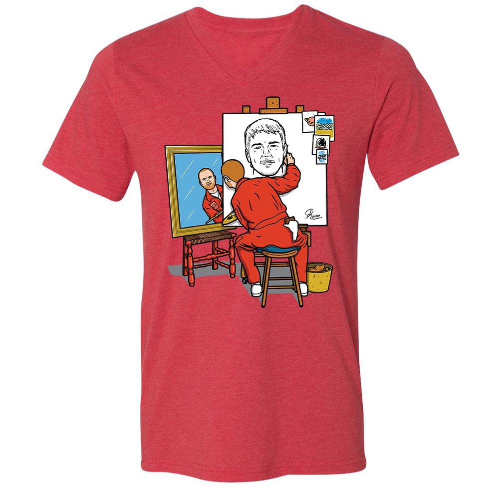 Unisex V-Neck T-Shirt - 1UB88QQL - Heather Red - 5