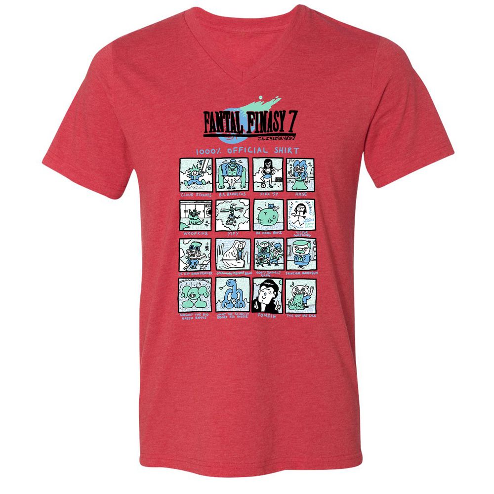 Unisex V-Neck T-Shirt - RRKAWG9L - Heather Red - 5