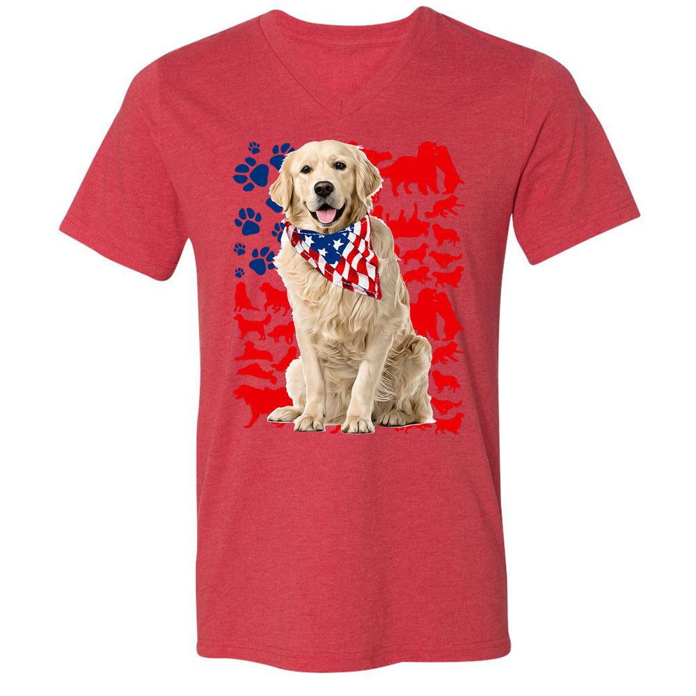 Unisex V-Neck T-Shirt - JPNXMRY6 - Heather Red - 5