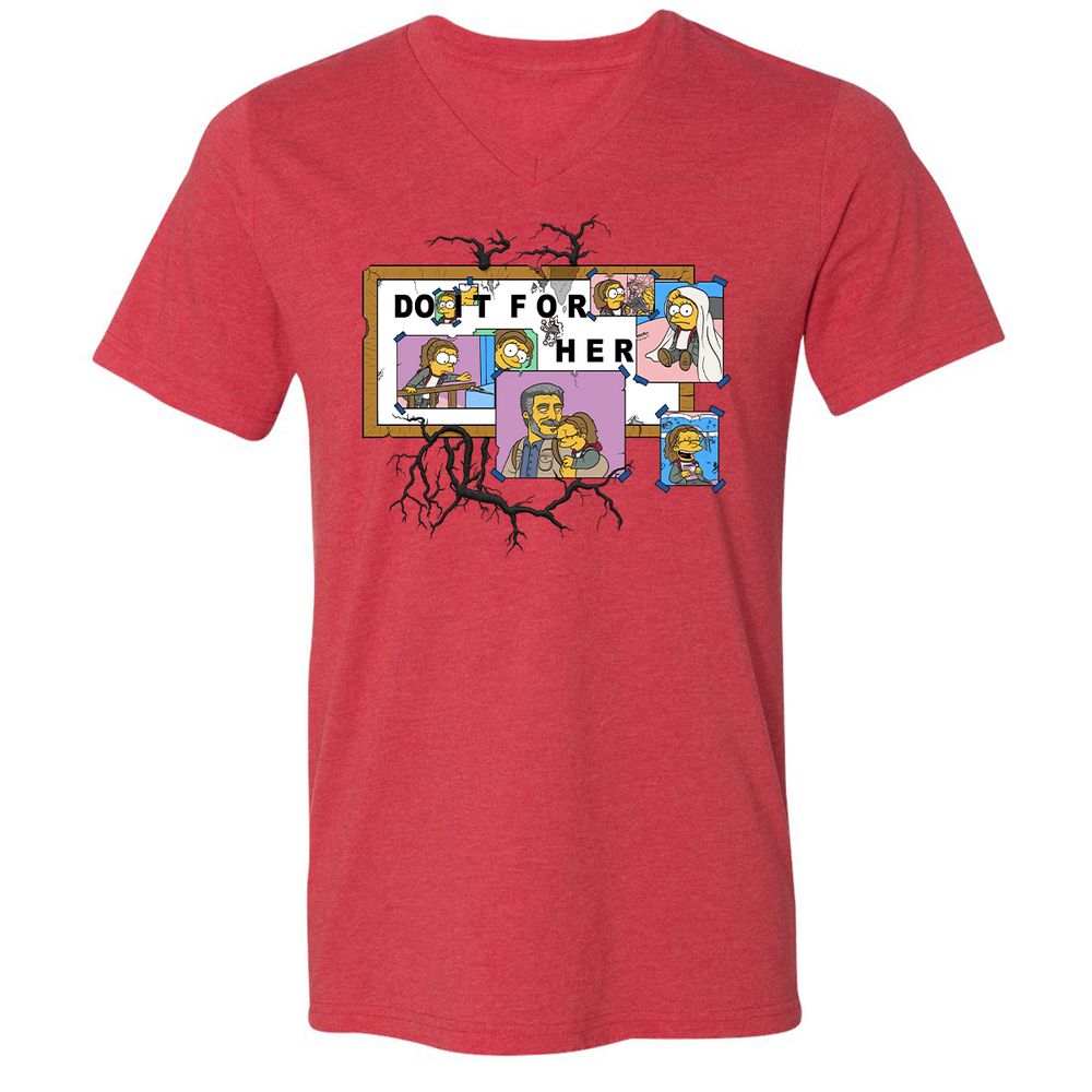 Unisex V-Neck T-Shirt - JQ1NPCKQ - Heather Red - 5