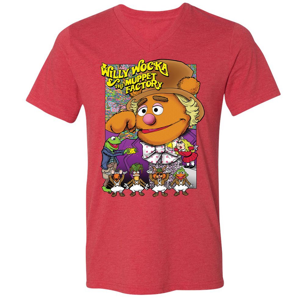 Unisex V-Neck T-Shirt - LDDGFJAD - Heather Red - 5