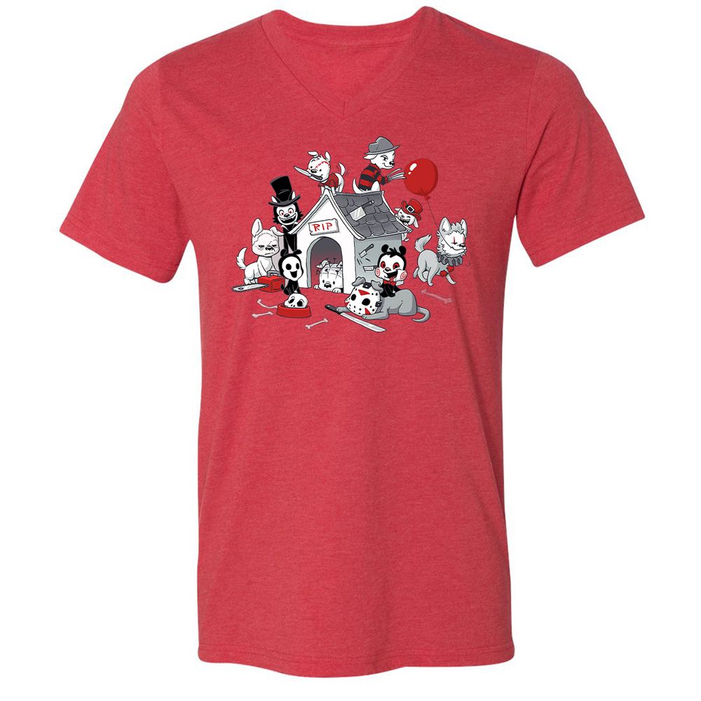 Unisex V-Neck T-Shirt - FHNJ9RKM - Heather Red - 5