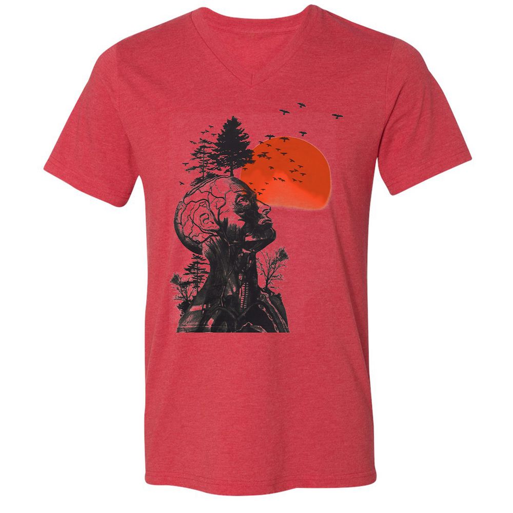 Unisex V-Neck T-Shirt - 373XTDCV - Heather Red - 5